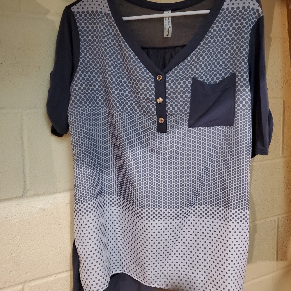 3/4 length sleeve womens gray blouse size large